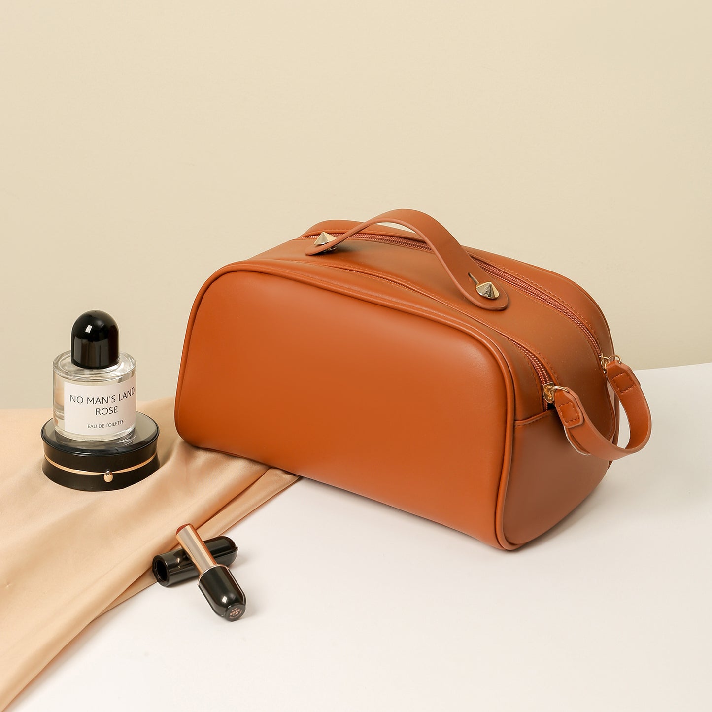 Fashion Double Zipper Pillow Cosmetic Bag