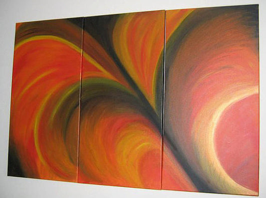 Abstract oil paintings original 3 parts 15.7x31.5 inch home art wall
