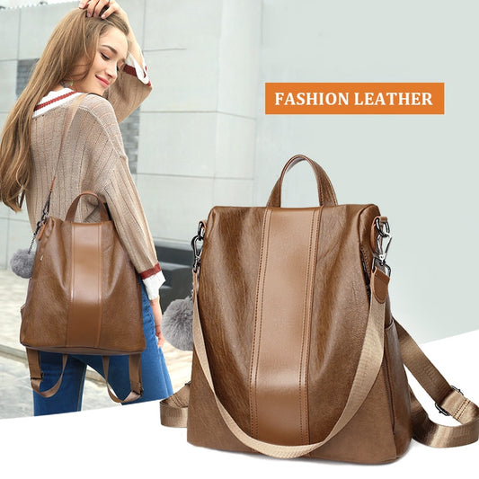 Handbag Female backpack mochila casual Multifunction Women Leather