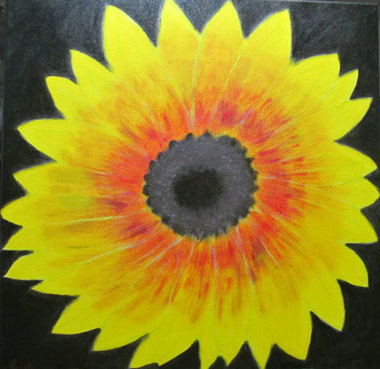 Hand made Painting Sunflower,original 19.7"x19.7" acrilic painting wall decor