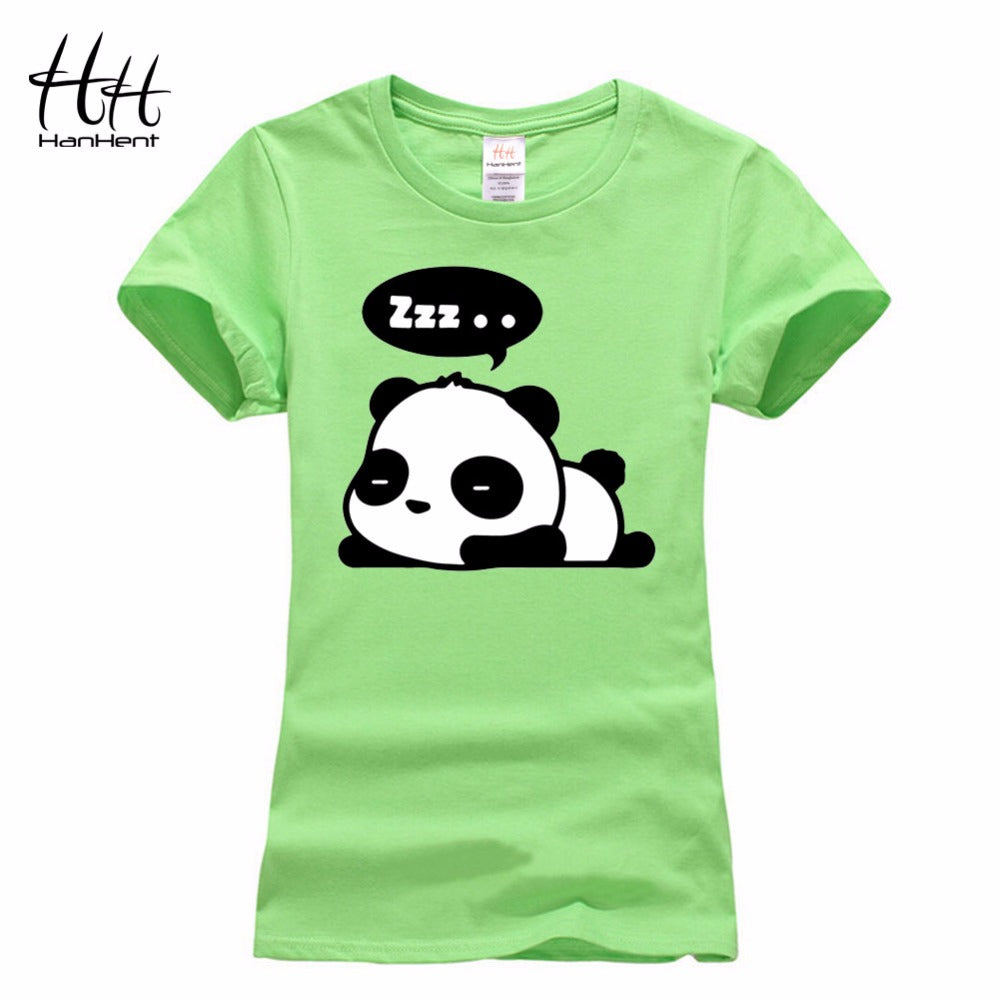 T shirt HanHent New 2016 Lovely Panda Print Women Cool Punk Animal Fashion Short Sleeve