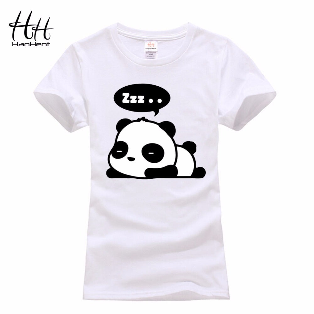 T shirt HanHent New 2016 Lovely Panda Print Women Cool Punk Animal Fashion Short Sleeve