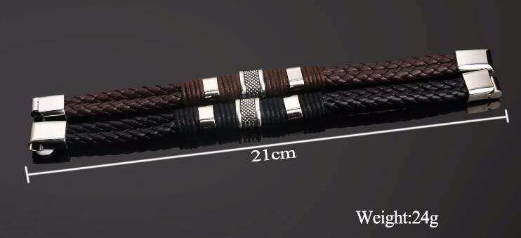 Bracelet High Quality Charm Braided Black Brown Genuine Leather
