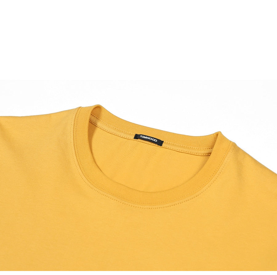 SIMWOOD 2020 summer new solid t-shirt 100% cotton Compact-Siro Spinning O-neck Tops High Quality plus size clothes SI980698