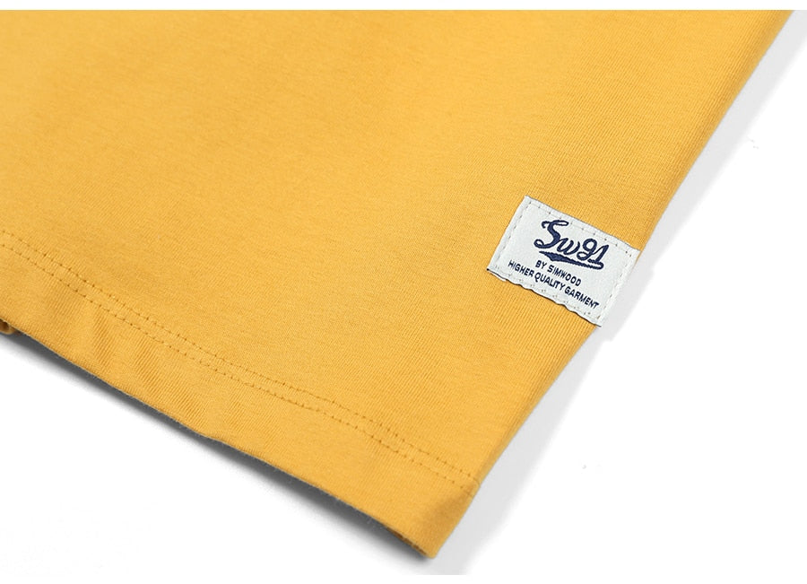 SIMWOOD 2020 summer new solid t-shirt 100% cotton Compact-Siro Spinning O-neck Tops High Quality plus size clothes SI980698
