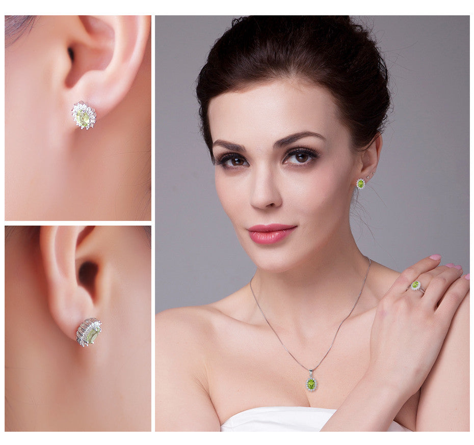 Earrings Jewelrypalace Princess Diana William Kate 1.2ct Natural Peridot Halo Stud 925 Sterling Silver