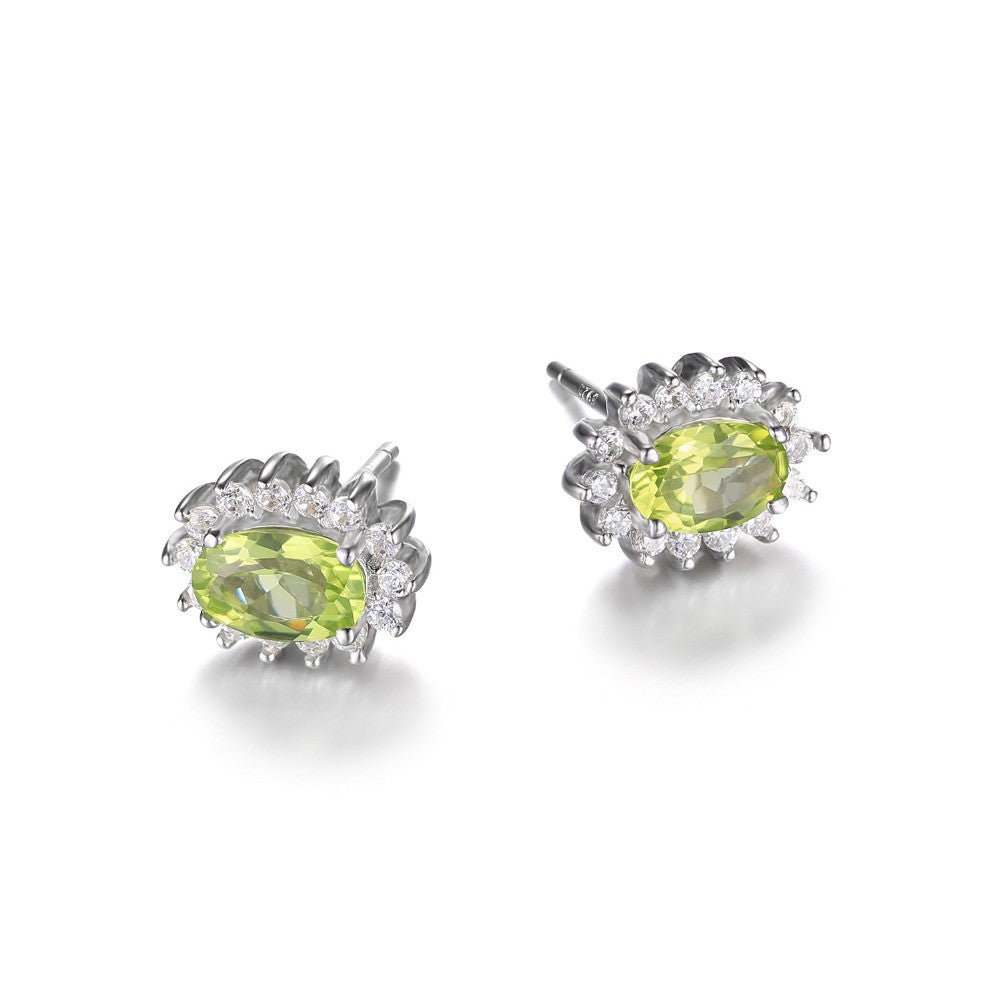 Earrings Jewelrypalace Princess Diana William Kate 1.2ct Natural Peridot Halo Stud 925 Sterling Silver