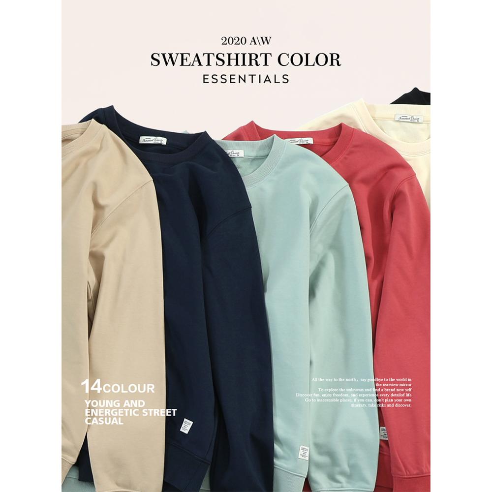 SIMWOOD 2020 Autumn New Hoodies Men Casual Minimalist Sweatshirt O-neck Embroidery logo Plus Size Basic Pullover SI980547