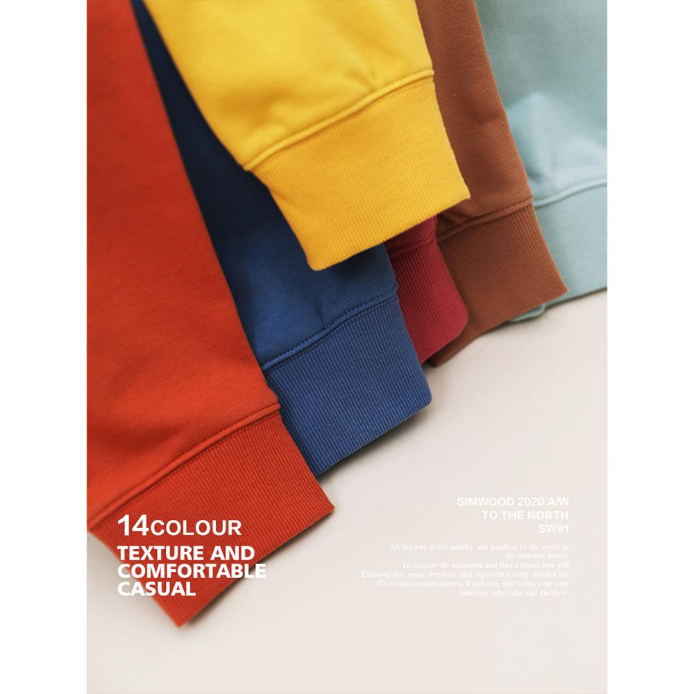 SIMWOOD 2020 Autumn New Hoodies Men Casual Minimalist Sweatshirt O-neck Embroidery logo Plus Size Basic Pullover SI980547