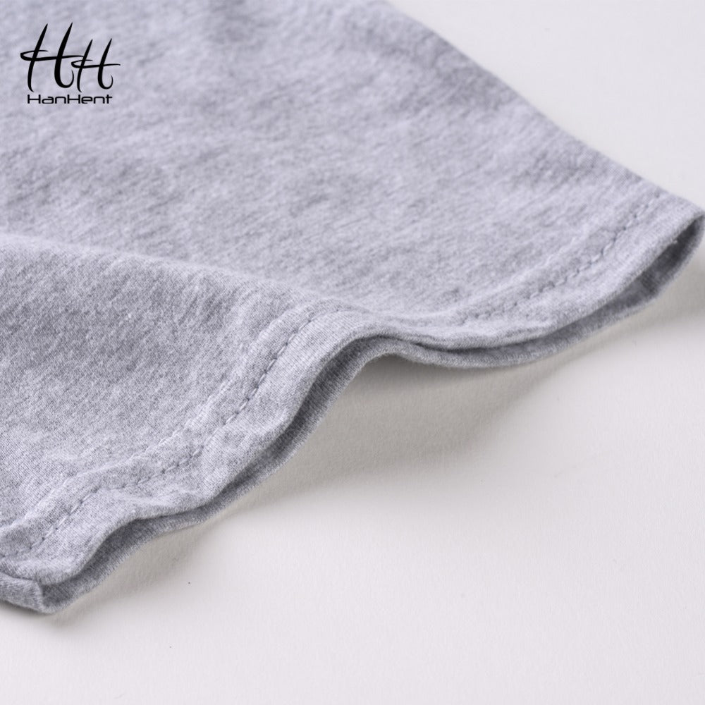 T-shirts HANHENT Creative Cat Men Funny Printed Cotton Street wear Fashion Tee shirts Child like Animal Cute