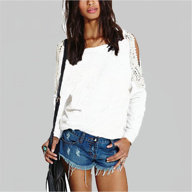 Zanzea Blusa Autumn Women Casual Sexy Plus Size Lace Crochet off Shoulder Long Sleeve Tops Hoodies Sweatshirt