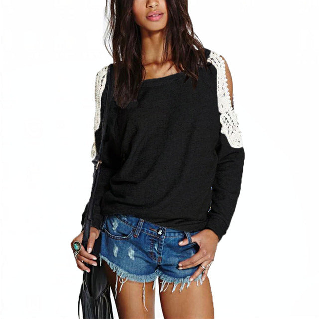 Zanzea Blusa Autumn Women Casual Sexy Plus Size Lace Crochet off Shoulder Long Sleeve Tops Hoodies Sweatshirt