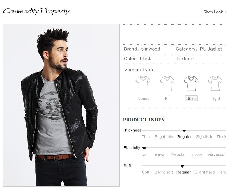 SIMWOOD Motorcycle Leather Jackets Men Spring Jackets Male Coats
