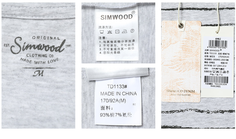SIMWOOD Spring Summer T Shirt Men Short