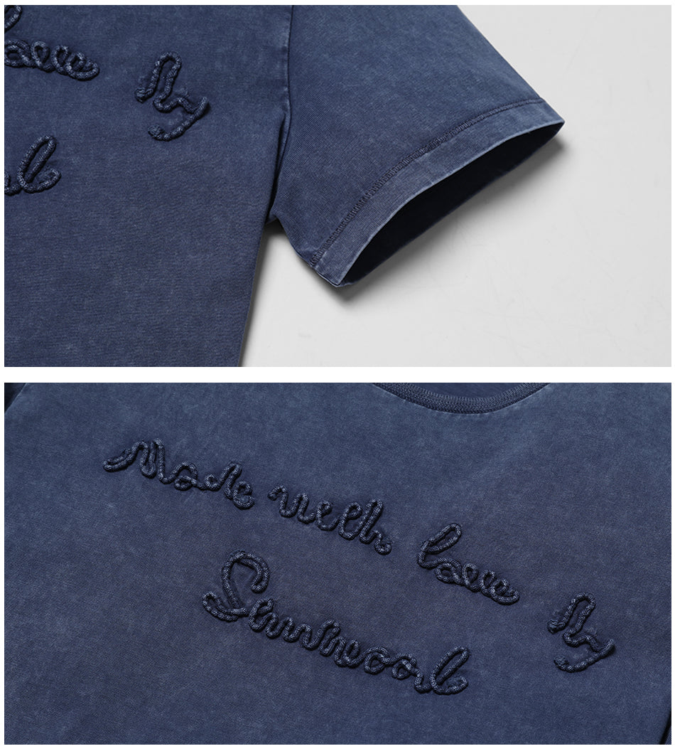 SIMWOOD T Shirt Men 100% Pure Cotton Vintage Letter embroidered Slim Fit Tops Brand Clothing TD1152