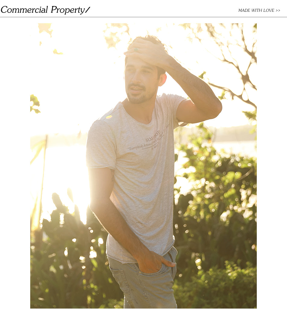SIMWOOD T shirt Summer Casual Slim T shirt Mens