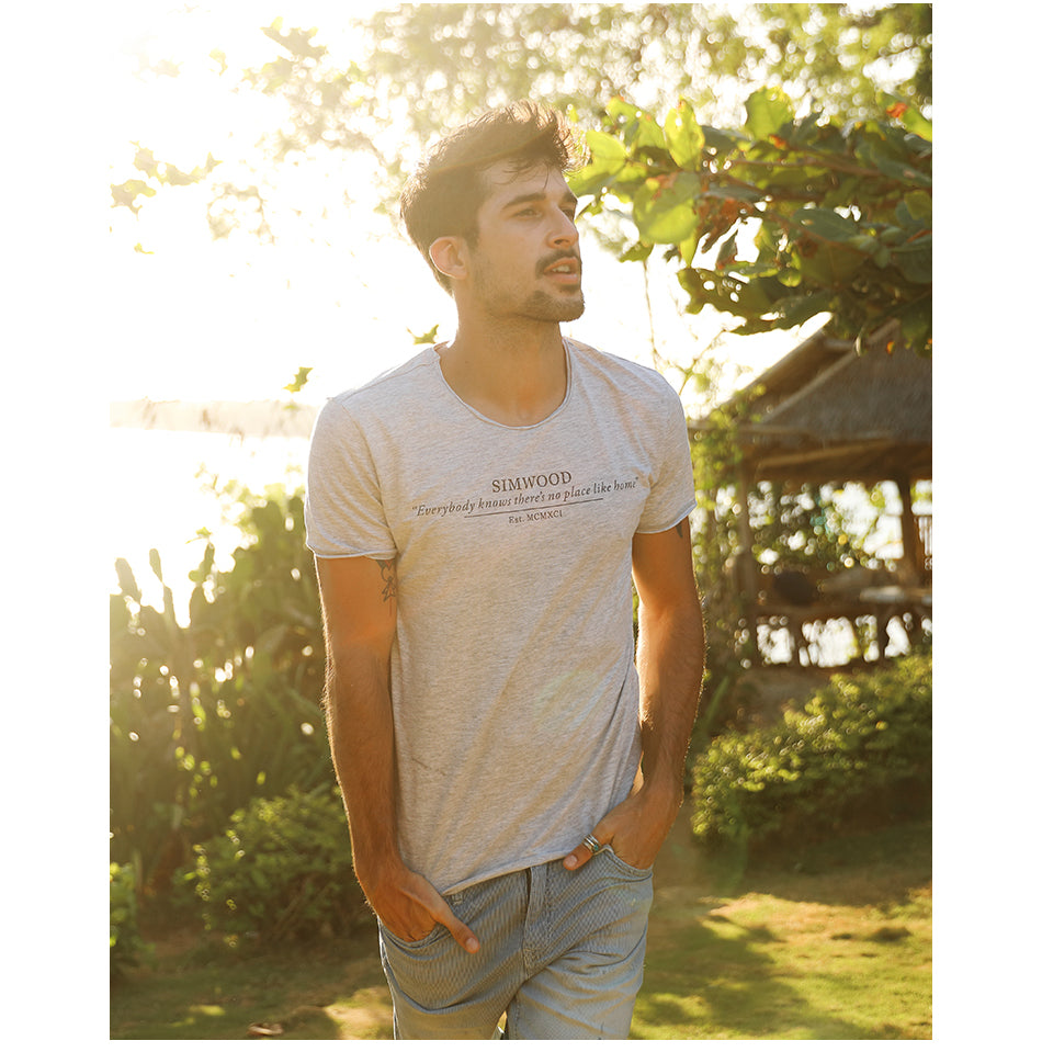 SIMWOOD T shirt Summer Casual Slim T shirt Mens