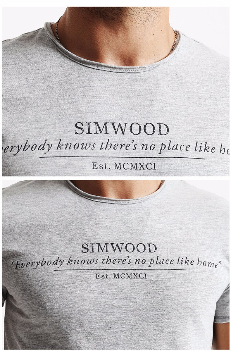 SIMWOOD T shirt Summer Casual Slim T shirt Mens