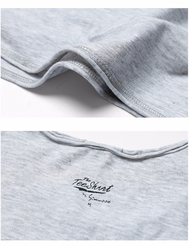 SIMWOOD T shirt Summer Casual Slim T shirt Mens