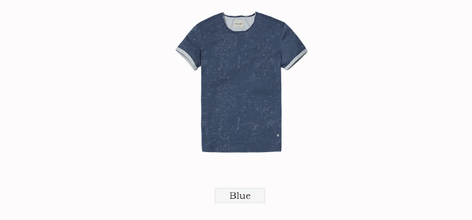 SIMWOOD T Shirt Men Print White dot Curl Hem Slim Fit Fashion 100% Pure Cotton