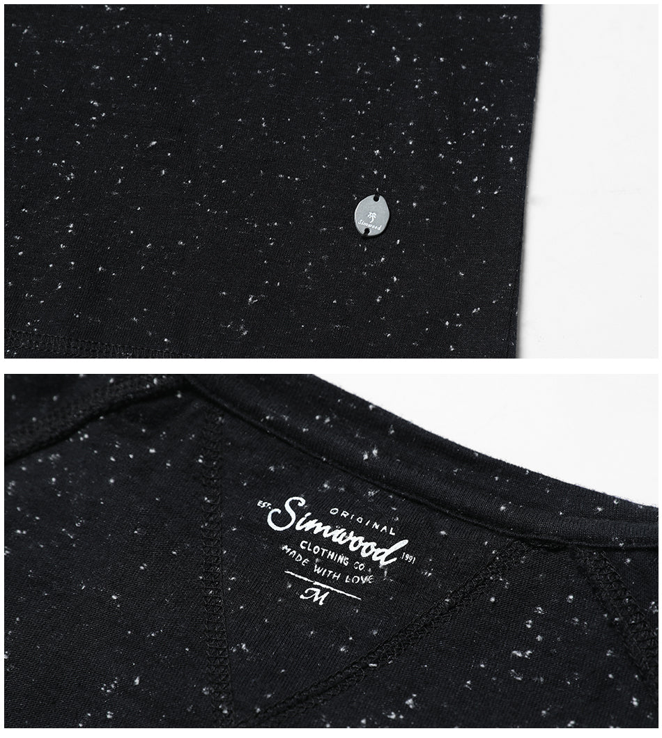 SIMWOOD T Shirt Men Colored Cotton Fashion Slim Fit