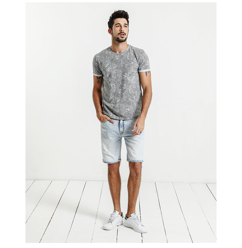SIMWOOD T Shirt Men Marble 100% Pure Cotton Fashion Tops Brand Clothing