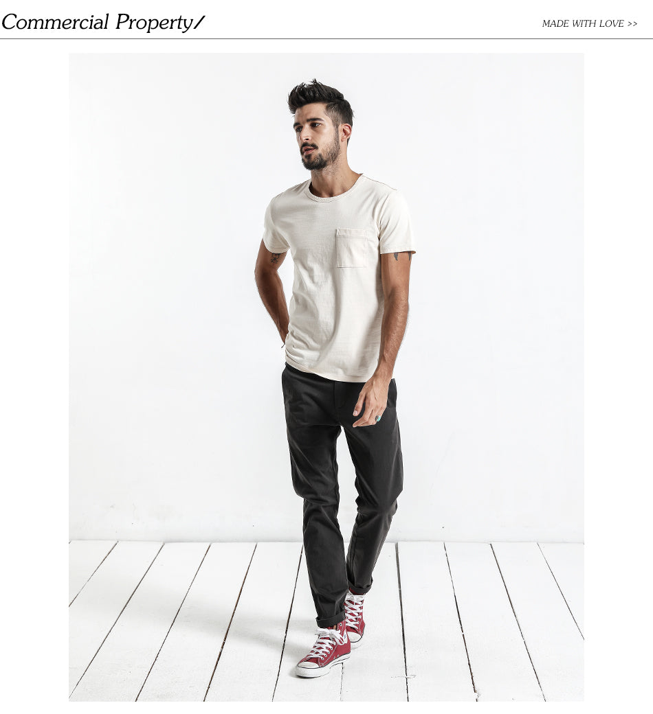 SIMWOOD Casual Pants Men Deep Gray Slim High Quality Plus Size