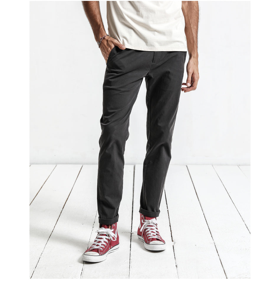 SIMWOOD Casual Pants Men Deep Gray Slim High Quality Plus Size