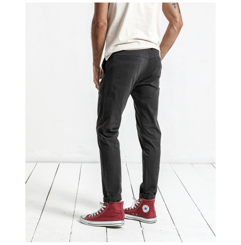 SIMWOOD Casual Pants Men Deep Gray Slim High Quality Plus Size