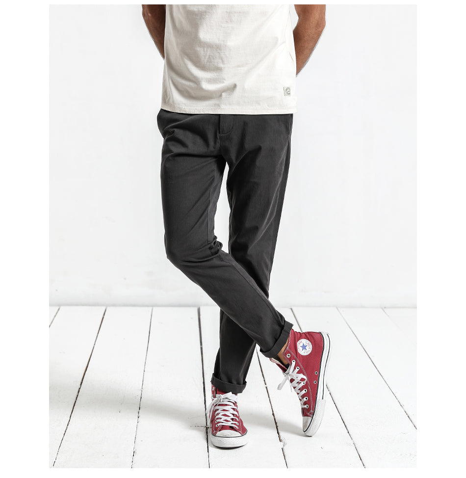 SIMWOOD Casual Pants Men Deep Gray Slim High Quality Plus Size