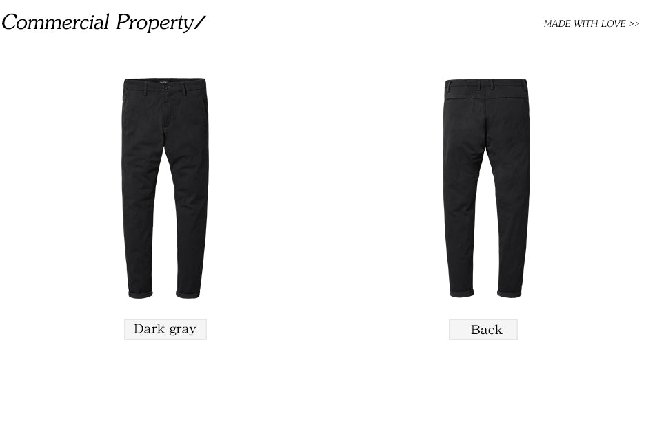 SIMWOOD Casual Pants Men Deep Gray Slim High Quality Plus Size