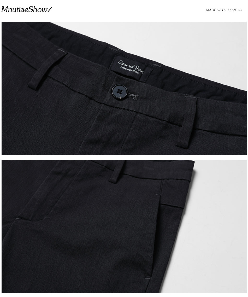 SIMWOOD Casual Pants Men Deep Gray Slim High Quality Plus Size