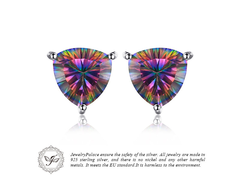 Earring JewelryPalace 925 Sterling Silver 4.5ct Genuine Nature Rainbow Fire Red Multicolor