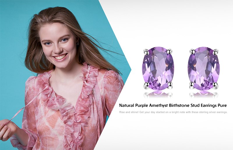JewelryPalace Oval 1.4ct Natural Purple Amethyst Birthstone Stud Earrings Pure 925 Sterling Silver 2016 New Women's Jewelry