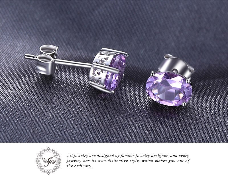 JewelryPalace Oval 1.4ct Natural Purple Amethyst Birthstone Stud Earrings Pure 925 Sterling Silver 2016 New Women's Jewelry