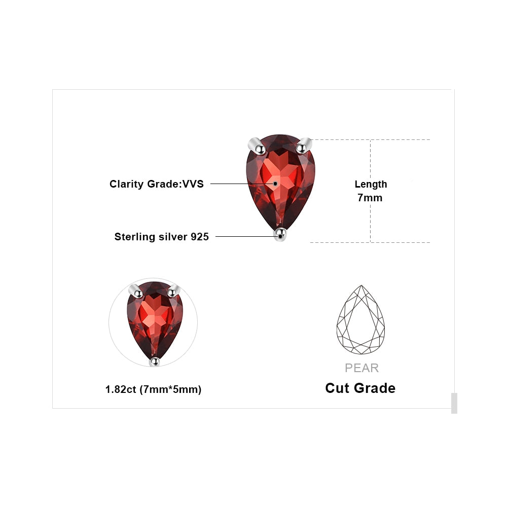 JewelryPalace Water Drop 1.8ct Natural Garnet Solid 925 Sterling Silver Stud Earrings For Women Fashion Party Fine Jewelry