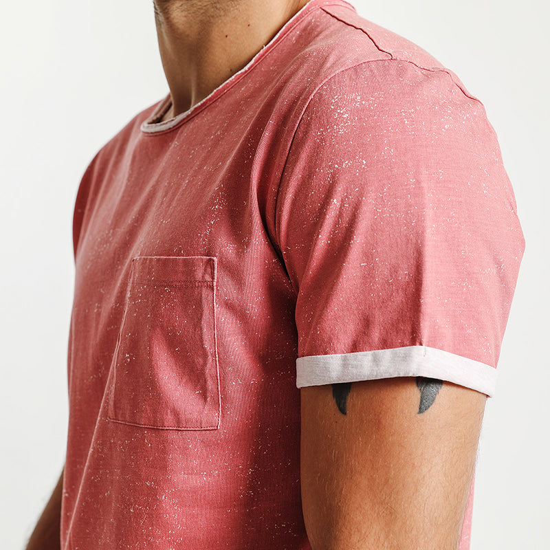 SIMWOOD T Shirt Men Print White dot Curl Hem Slim Fit Fashion 100% Pure Cotton