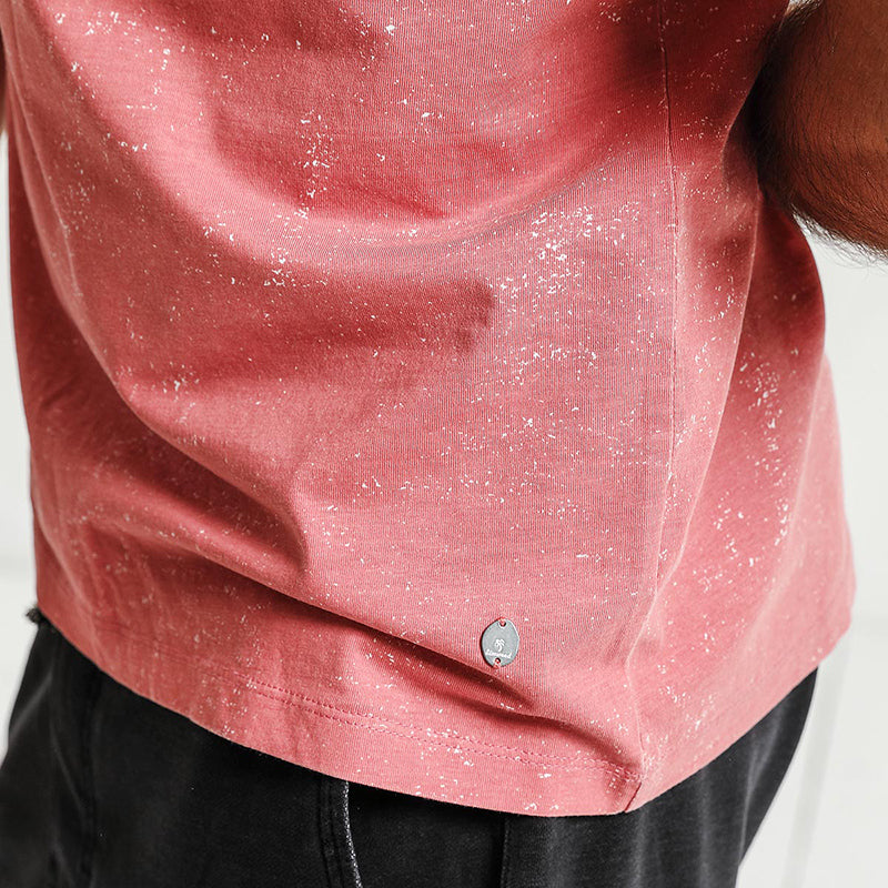SIMWOOD T Shirt Men Print White dot Curl Hem Slim Fit Fashion 100% Pure Cotton