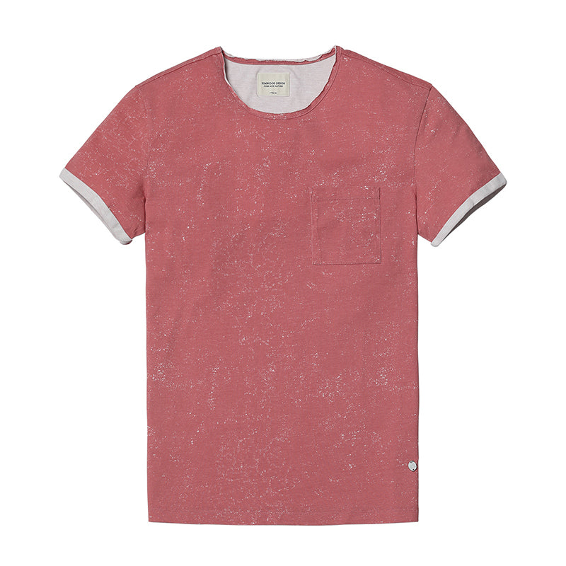 SIMWOOD T Shirt Men Print White dot Curl Hem Slim Fit Fashion 100% Pure Cotton
