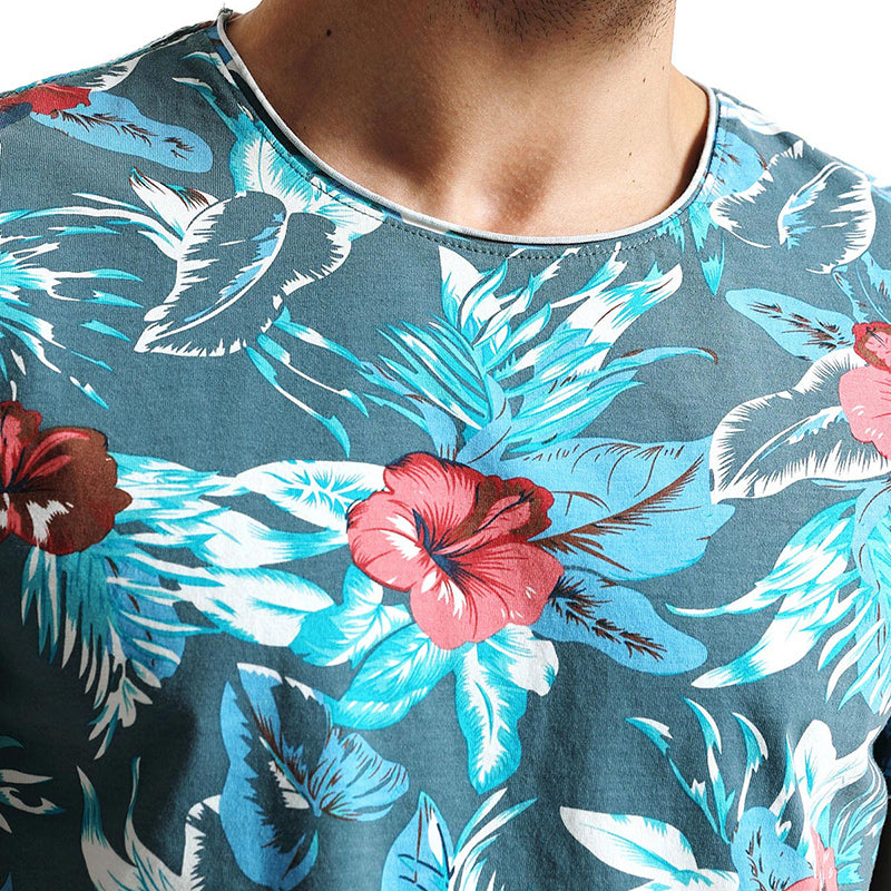SIMWOOD Hawaiian T Shirts Men 100% Pure Cotton Brand Clothing Print Tees Plus Size