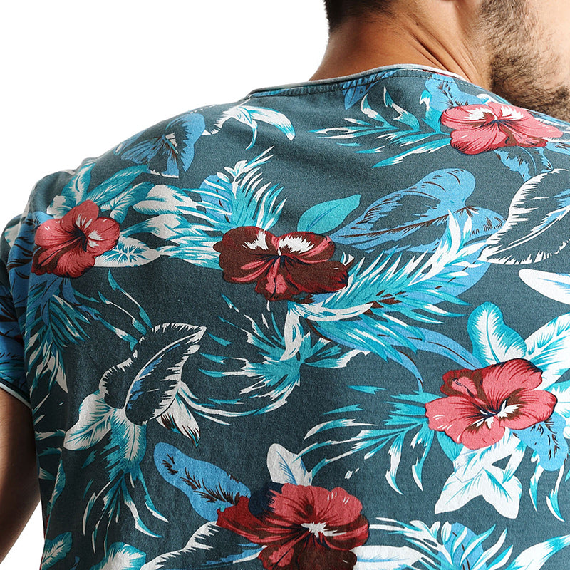 SIMWOOD Hawaiian T Shirts Men 100% Pure Cotton Brand Clothing Print Tees Plus Size