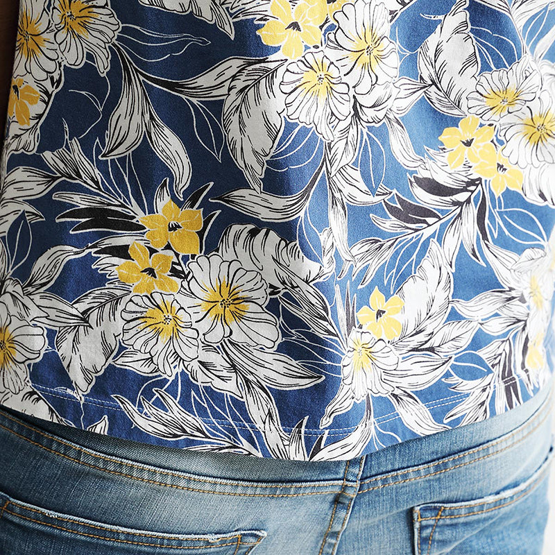 SIMWOOD Hawaiian Print Short Sleeve 100% Pure Cotton Slim Fit Skinny Fashion Tees Brand Clothing