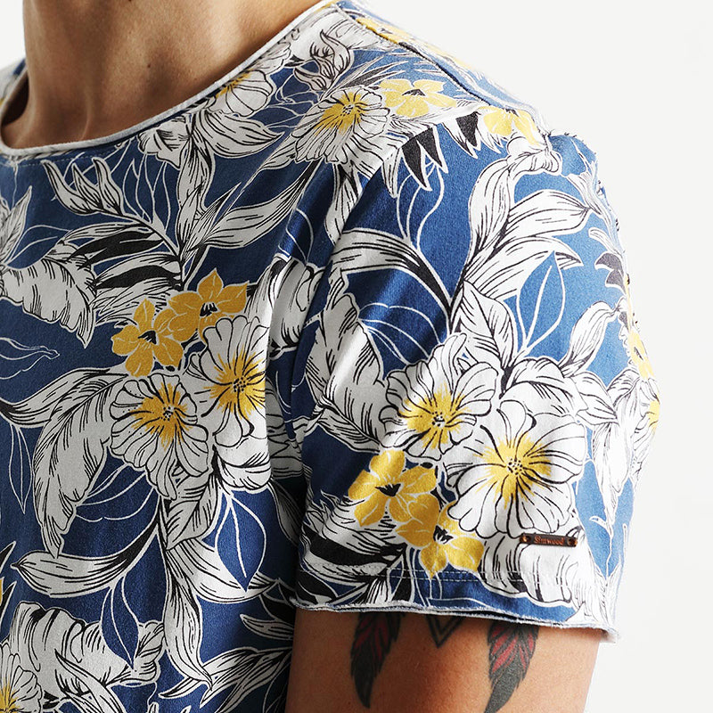 SIMWOOD Hawaiian Print Short Sleeve 100% Pure Cotton Slim Fit Skinny Fashion Tees Brand Clothing