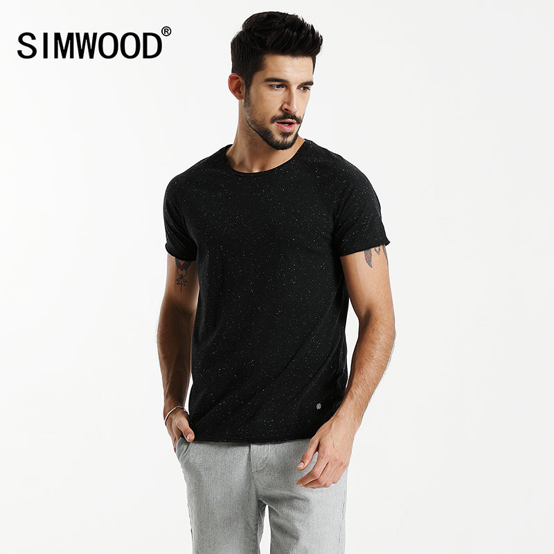 SIMWOOD T Shirt Men Colored Cotton Fashion Slim Fit