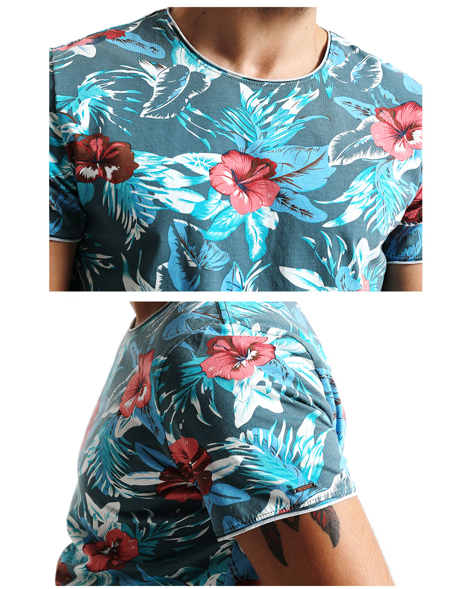 SIMWOOD Hawaiian T Shirts Men 100% Pure Cotton Brand Clothing Print Tees Plus Size
