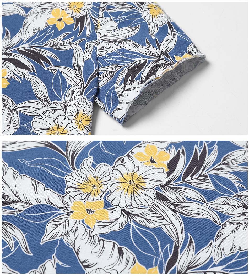 SIMWOOD Hawaiian Print Short Sleeve 100% Pure Cotton Slim Fit Skinny Fashion Tees Brand Clothing