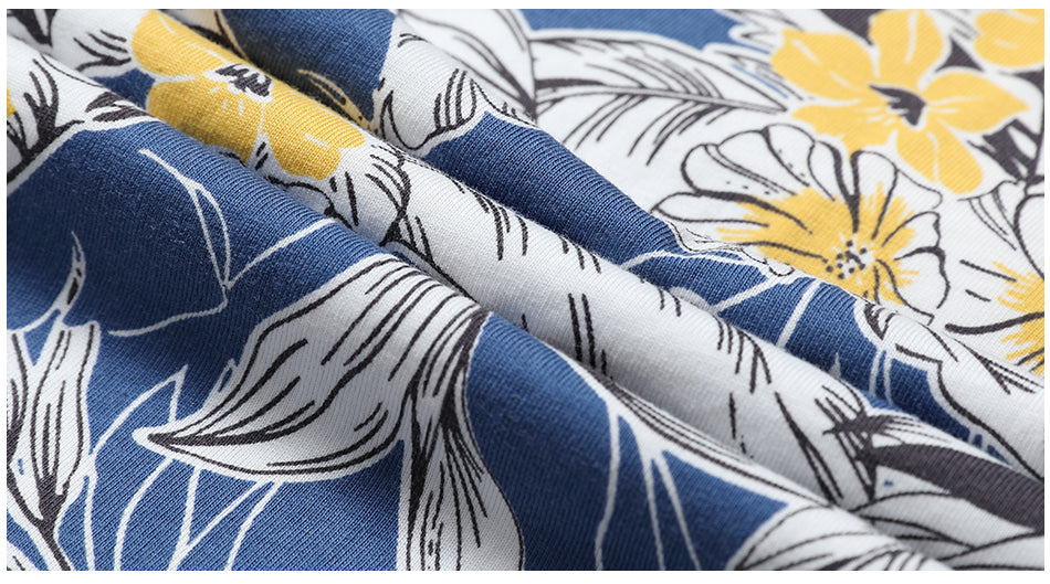 SIMWOOD Hawaiian Print Short Sleeve 100% Pure Cotton Slim Fit Skinny Fashion Tees Brand Clothing