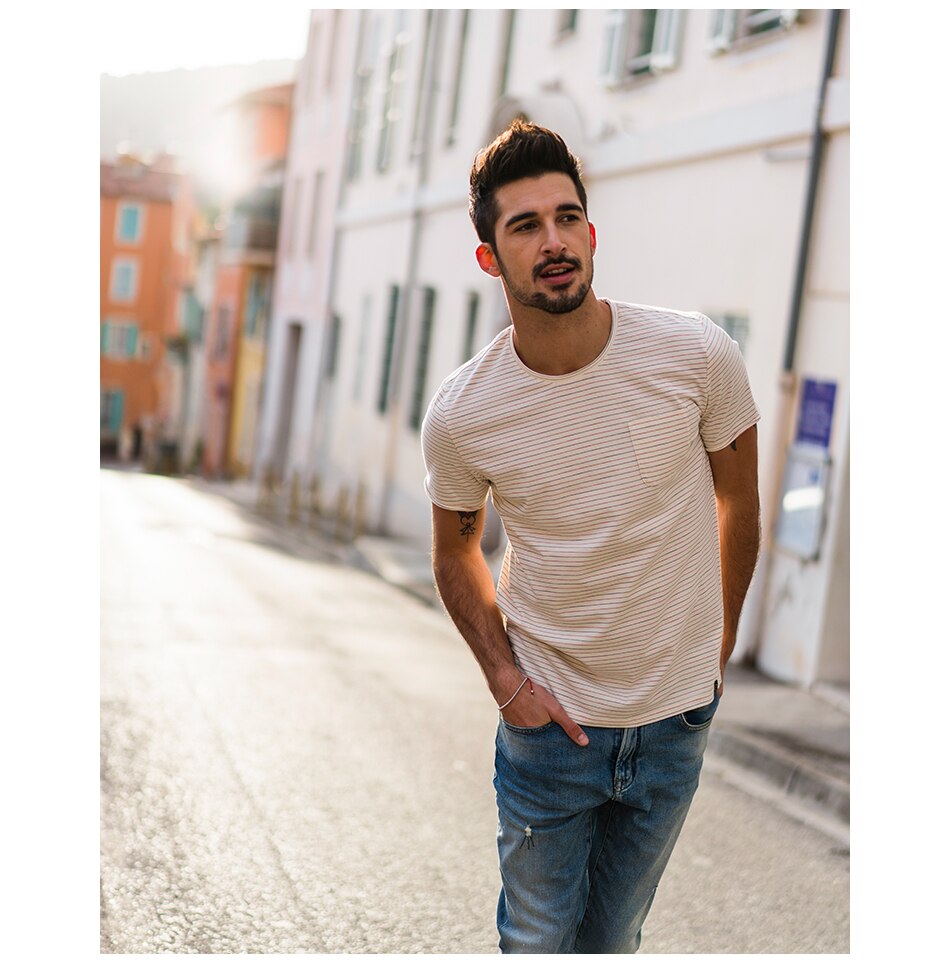 SIMWOOD Hot Sale 2019 Summer T-Shirts Men Slim Fit 100% Cotton Plus Size High Quality Short Sleeve Tops Brand Clothing 180160