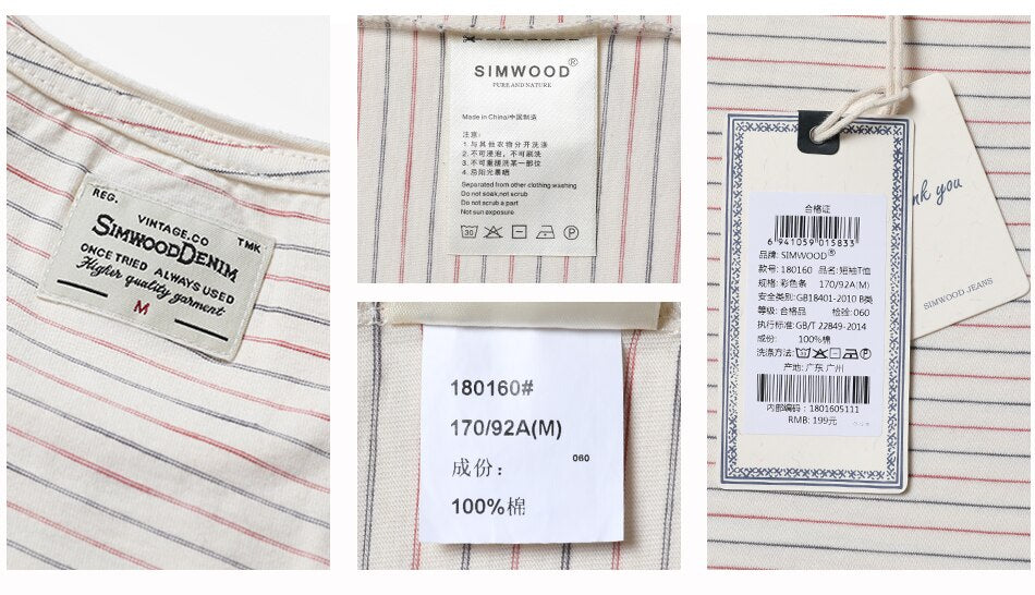 SIMWOOD Hot Sale 2019 Summer T-Shirts Men Slim Fit 100% Cotton Plus Size High Quality Short Sleeve Tops Brand Clothing 180160