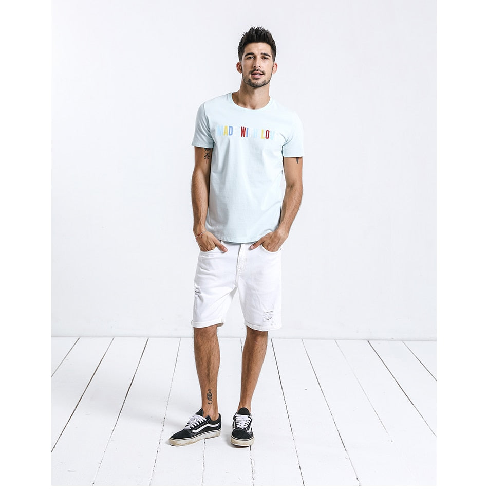 SIMWOOD New 2019 Summer T-Shirt Men Short Sleeve Slim Casual Cotton Tees Literal Thoughts Plus Size Tops Brand Clothing 180289